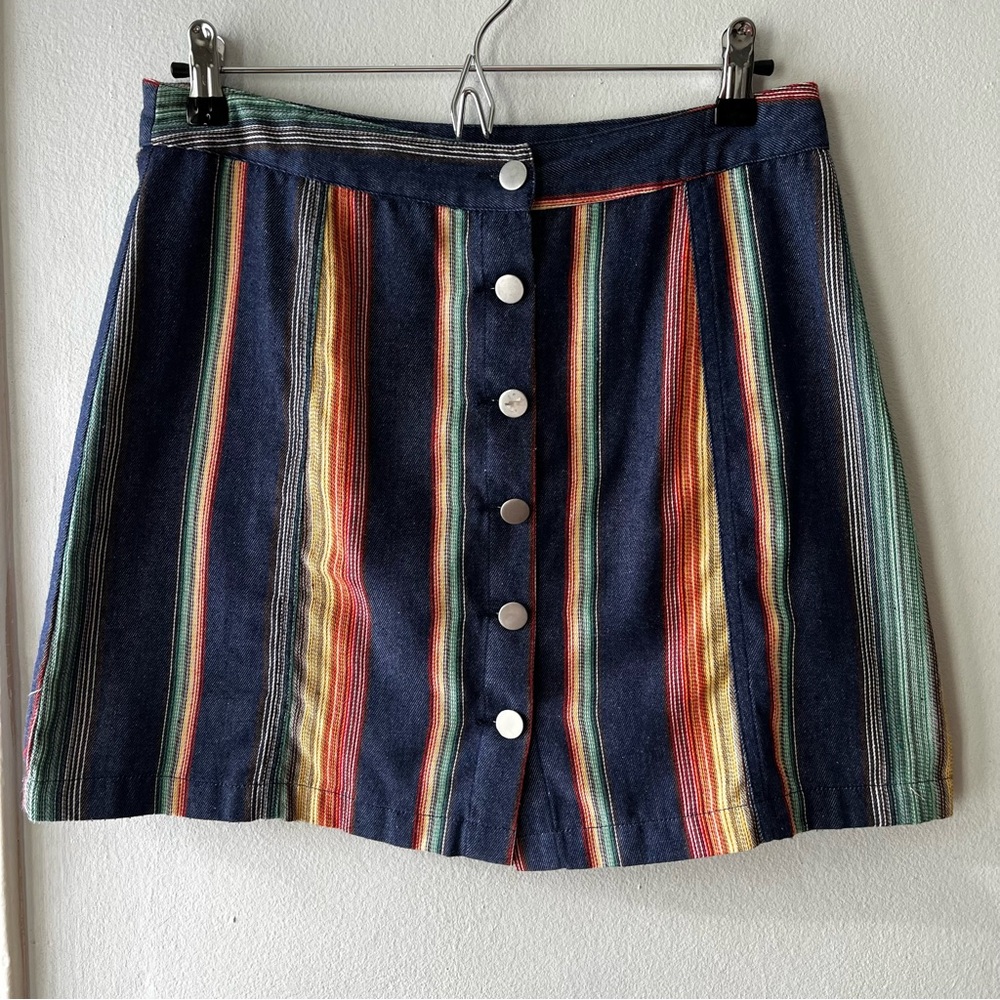 Saturday Morning Pancakes• Rainbow Denim Mini Skirt• Sz M